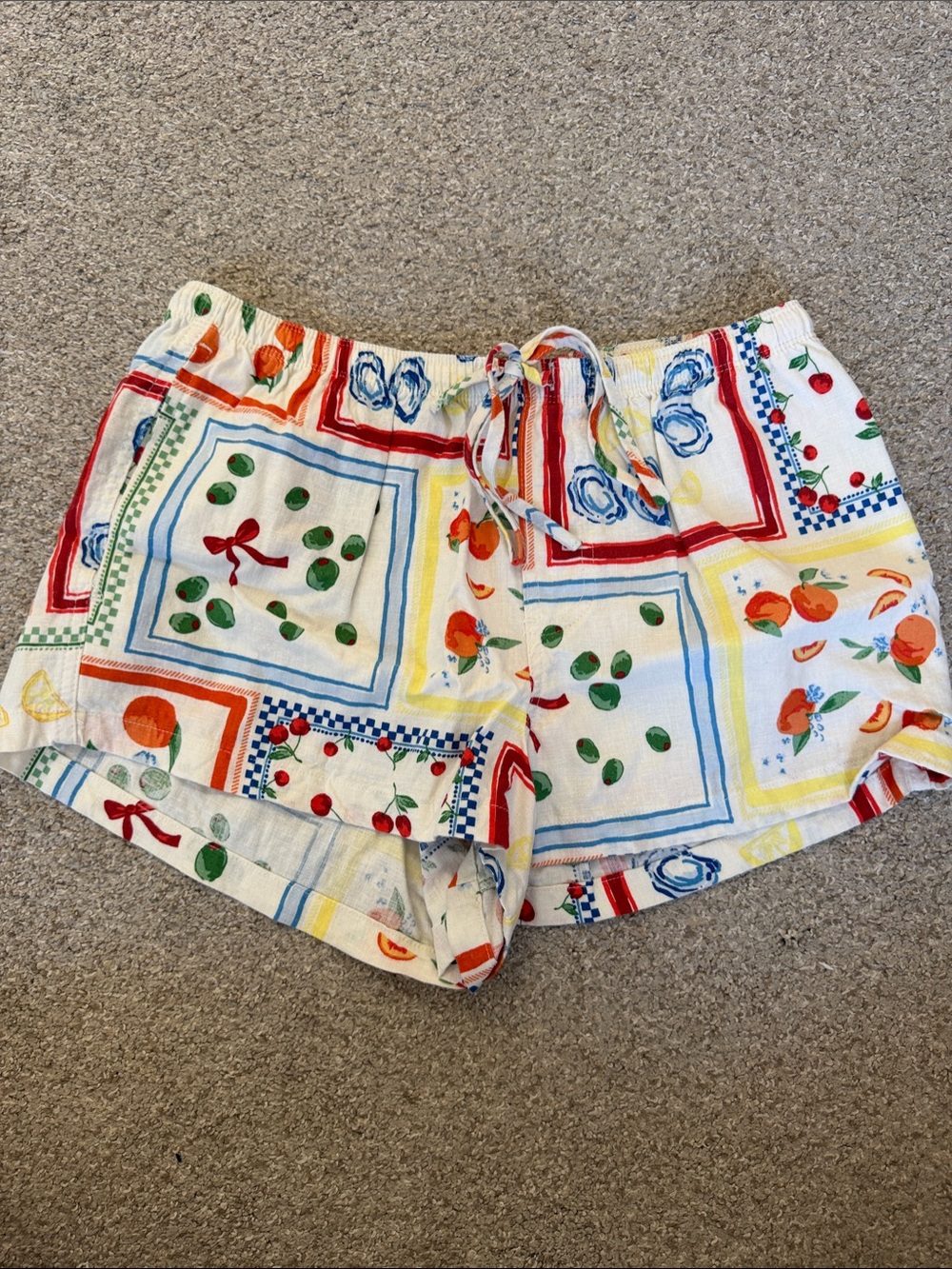 wild fable Multicolor Fruit & Patchwork Drawstring Linen Shorts
